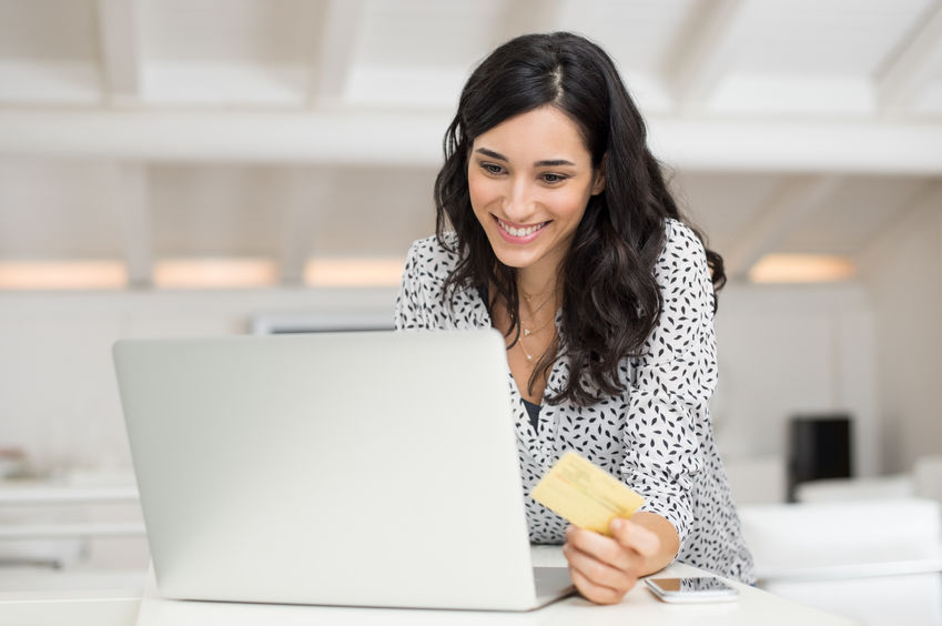 Woman paying bill online